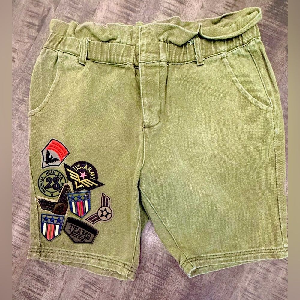 VINTAGE/Iron Man Green Hybrid Shorts with Patches